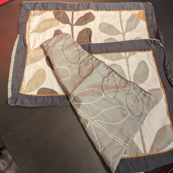 Reversible Vine Print Gray Cream Brown Sham / Throw Covers - Picture 5 of 12